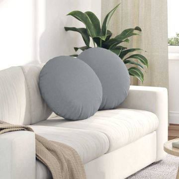 Cuscini per Seduta 2 pz Tessuto Grigio Chiaro Ø50 x 19 cm