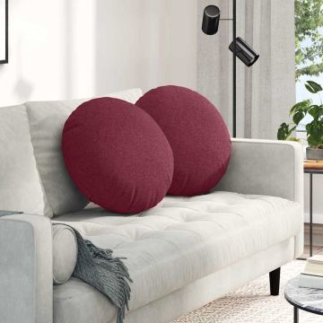 Cuscini per Seduta 2 pz Tessuto Rosso Vino Ø50 x 19 cm