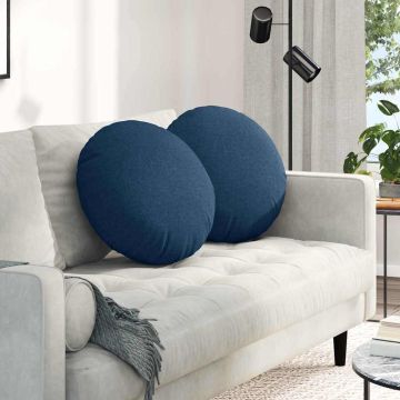 Cuscini per Seduta 2 pz Tessuto Blu Ø50 x 19 cm