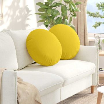 Cuscini per Seduta 2 pz Tessuto Giallo Chiaro Ø50 x 19 cm