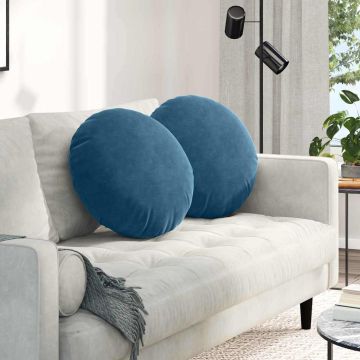 Cuscini per Seduta 2 pz Velluto Blu Ø50 x 19 cm