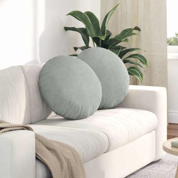 Cuscini per Seduta 2 pz Velluto Grigio chiaro Ø50 x 19 cm