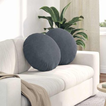 Cuscini per Seduta 2 pz Velluto Grigio scuro Ø50 x 19 cm