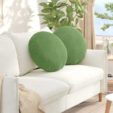 Cuscini per Seduta 2 pz Velluto Verde chiaro Ø50 x 19 cm