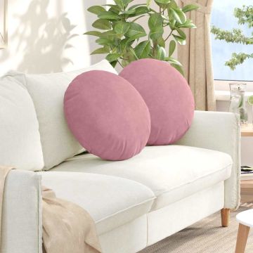 Cuscini per Seduta 2 pz Velluto Rosa Ø50 x 19 cm