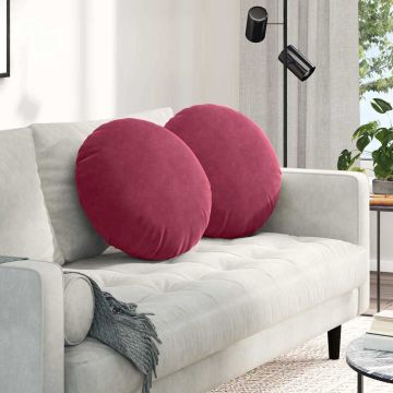 Cuscini per Seduta 2 pz Velluto Rosso Vino Ø50 x 19 cm