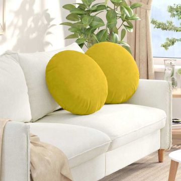 Cuscini per Seduta 2 pz Velluto Giallo Ø50 x 19 cm