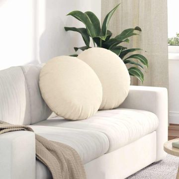 Cuscini per Seduta 2 pz Tessuto in Cords Crema Ø50 x 19 cm