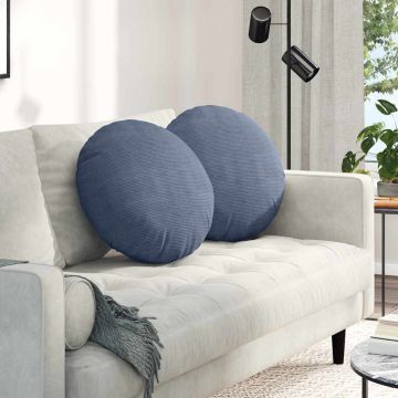 Cuscini per Seduta 2 pz Tessuto in Cords Blu Ø50 x 19 cm