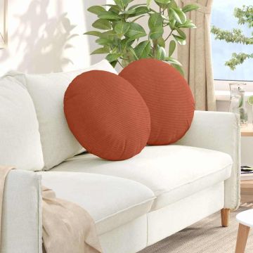 Cuscini per Seduta 2 pz Tessuto in Cords Rosso Arancio
