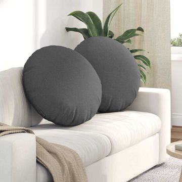 Cuscini per Seduta 2 pz Tessuto Grigio Scuro Ø60 x 21 cm