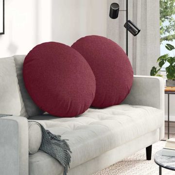 Cuscini per Seduta 2 pz Tessuto Rosso Vino Ø60 x 21 cm