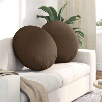 Cuscini per Seduta 2 pz Tessuto Marrone Ø60 x 21 cm