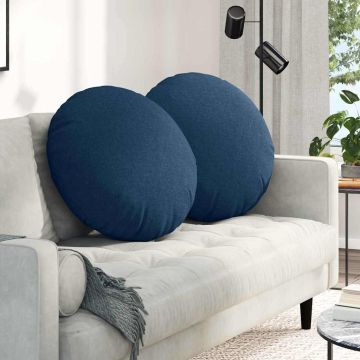Cuscini per Seduta 2 pz Tessuto Blu Ø60 x 21 cm