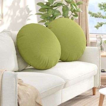 Cuscini per Seduta 2 pz Tessuto Verde chiaro Ø60 x 21 cm