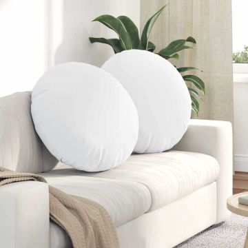 Cuscini per Seduta 2 pz Tessuto Bianco Ø60 x 21 cm