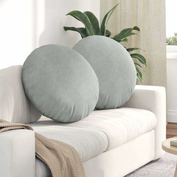 Cuscini per Seduta 2 pz Velluto Grigio chiaro Ø60 x 21 cm