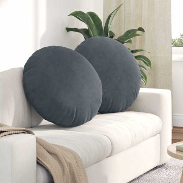 Cuscini per Seduta 2 pz Velluto Grigio scuro Ø60 x 21 cm