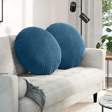 Cuscini per Seduta 2 pz Velluto Blu Ø 80 x 29 cm