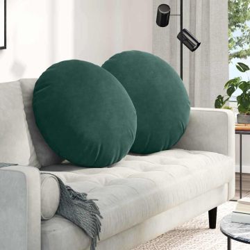 Cuscini per Seduta 2 pz Velluto Verde Scuro Ø 80 x 29 cm
