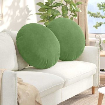 Cuscini per Seduta 2 pcs Verde chiaro Ø 40 x 13 cm Velluto