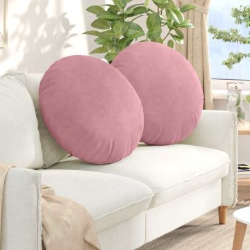 Cuscini per Seduta 2 pz Velluto Rosa Ø 80 x 29 cm