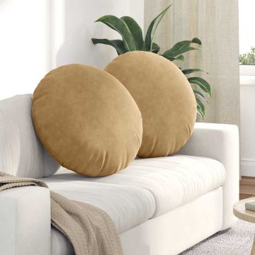 Cuscini per Seduta 2 pz Velluto Marrone Ø 80 x 29 cm
