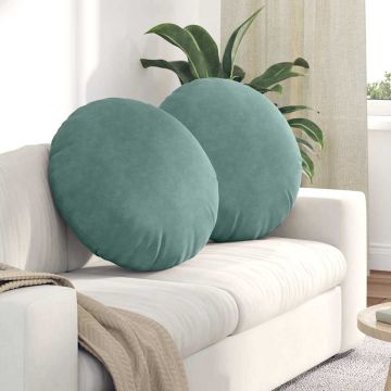 Cuscini per Seduta 2 pcs Verde Mare Ø 40 x 13 cm Velluto