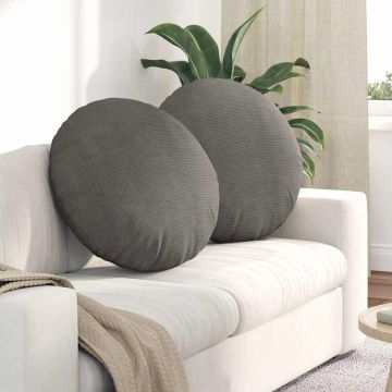 Cuscini per Seduta 2 pz Tessuto in Cords Grigio chiaro Ø 80 cm