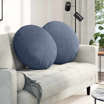 Cuscini per Seduta 2 pz Tessuto in Cords Blu Ø 80 cm