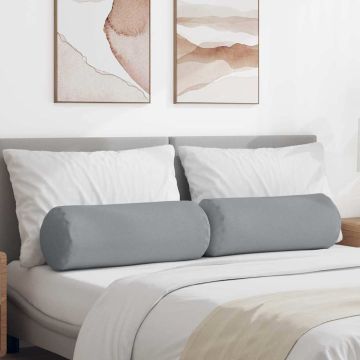 Cuscini a rullo 2 pz Tessuto Grigio chiaro Ø 25 x 70 cm