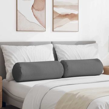 Cuscini a rullo 2 pz Tessuto Grigio scuro Ø 25 x 70 cm