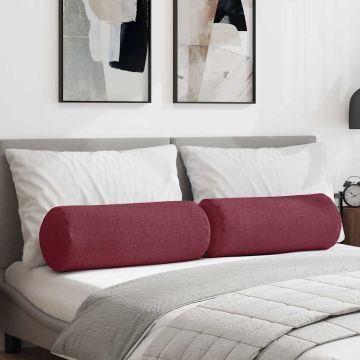 Cuscini a rullo 2 pz Tessuto Rosso Vino Ø 25 x 70 cm