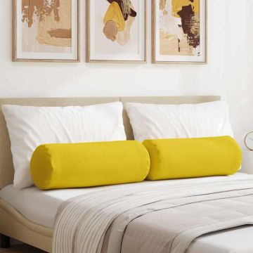 Cuscini a rullo 2 pz Tessuto Giallo Chiaro Ø 25 x 70 cm