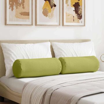 Cuscini a rullo 2 pz Tessuto Verde chiaro Ø 25 x 70 cm