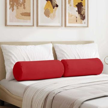 Cuscini a rullo 2 pz Tessuto Rosso Ø 25 x 70 cm