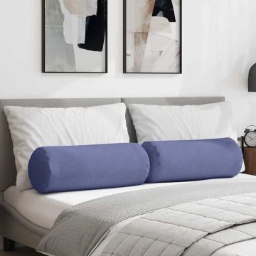 Cuscini a rullo 2 pz Tessuto Blu jeans Ø 25 x 70 cm
