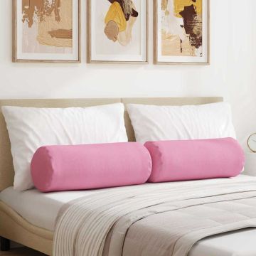 Cuscini a rullo 2 pz Tessuto Rosa Ø 25 x 70 cm