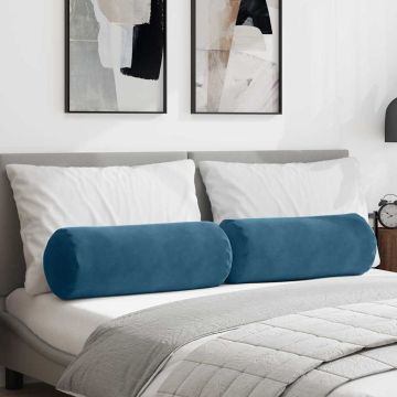 Cuscini a rullo 2 pcs Blu Ø 25 x 70 cm Tessuto in Cords
