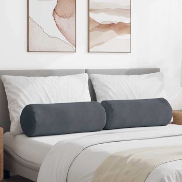 Cuscini a rullo 2 pcs Grigio scuro Ø 25 x 70 cm