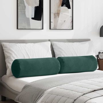 Cuscini a rullo 2 pcs Verde Scuro Ø 25 x 70 cm Tessuto in Cords