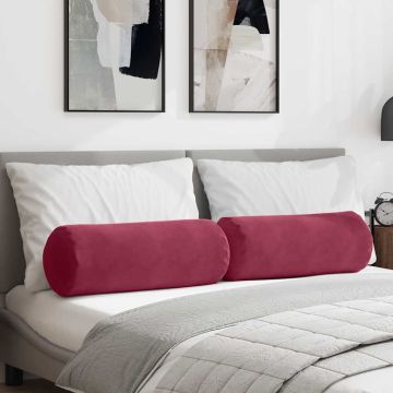 Cuscini a rullo 2 pcs Rosso Vino Ø 25 x 70 cm Tessuto in Cords