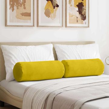 Cuscini a rullo 2 pcs Giallo Ø 25 x 70 cm Tessuto in Cords