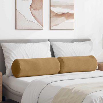 Cuscini a rullo 2 pcs Marrone Ø 25 x 70 cm Tessuto in Cords