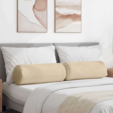 Cuscini a rullo 2 pcs Crema Ø 25 x 70 cm Tessuto in Microfibra