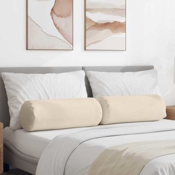 Cuscini a rullo 2 pcs Beige Ø 25 x 70 cm Tessuto in Microfibra