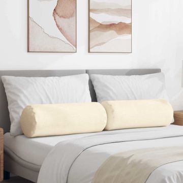 Cuscini a rullo 2 pcs Crema Ø 25 x 70 cm Tessuto in Cords