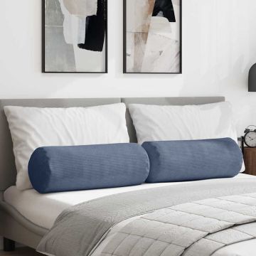 Cuscini a rullo 2 pcs Blu Ø 25 x 70 cm Tessuto in Cords