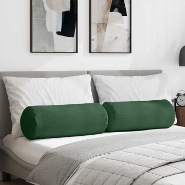 Cuscini a rullo 2 pcs Verde Scuro Ø 25 x 70 cm Tessuto in Cords