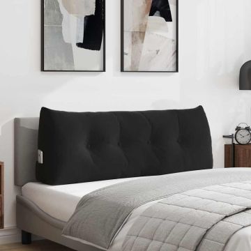 Cuscino per Schiena Nero 120 x 24 x 50 cm Velluto